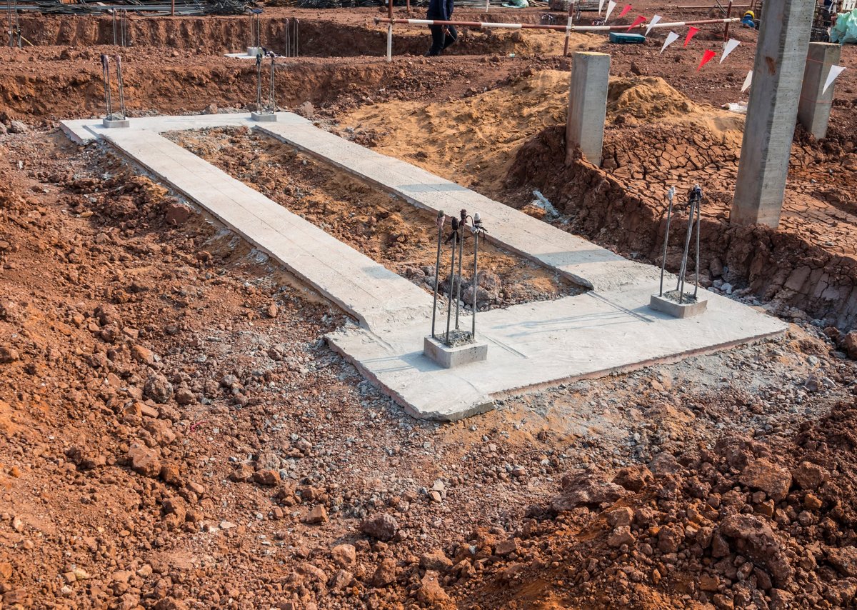 Footing foundation reinforce concrete of construction